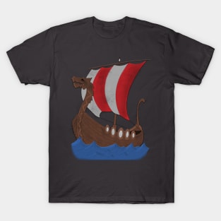 Viking Ship red with water T-Shirt